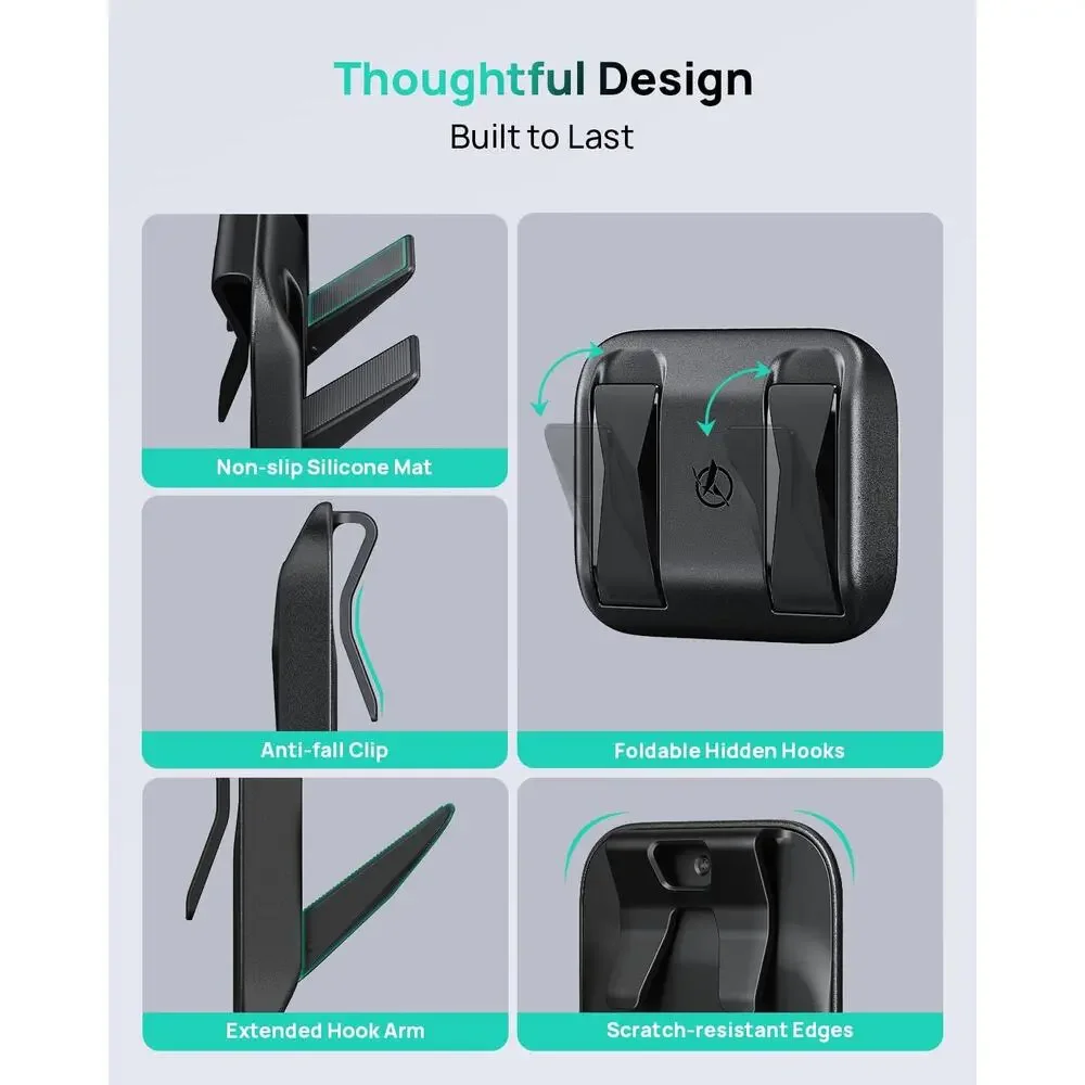 2 Pack Foldable Car Seat Hooks for Tesla Model 3 Y Juniper Highland 2021-2026 - Picture 2 of 8